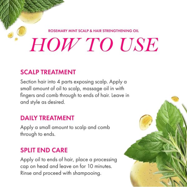Mielle Rosemary Mint Scalp & Hair Strengthening Oil , 2 Ounce, 2pc - Image 3