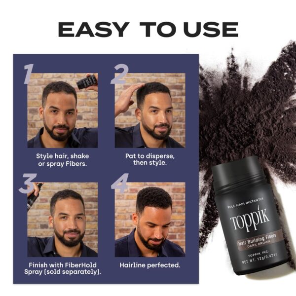Toppik Hair Building Fibers,Thinning Hair Instantly Thicker, Dark brown - Image 3